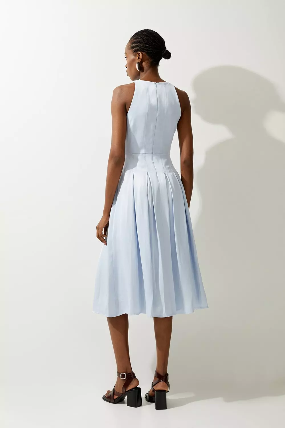 【KAREN MILLEN】コントラスト カラープリーツボタン ドレス KAREN MILLEN】コントラスト カラープリーツボタン ドレス